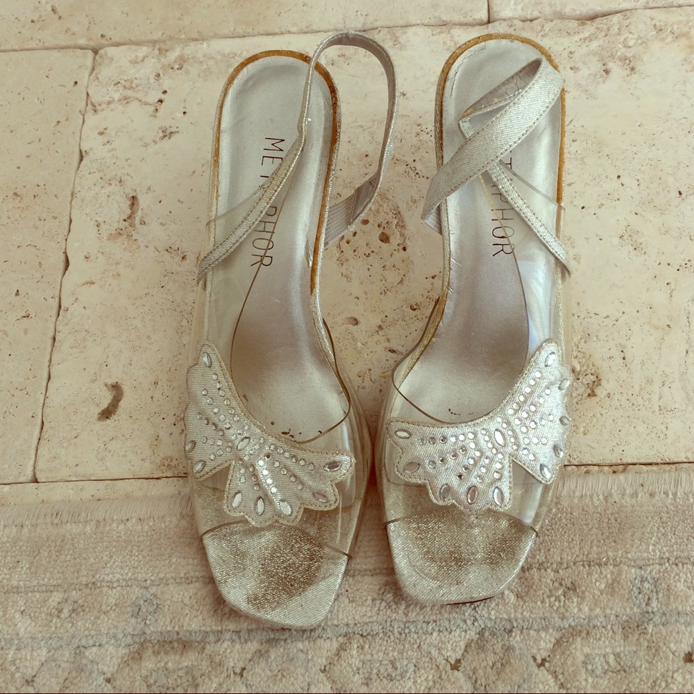 Beautiful butterfly silver shoes!